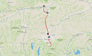 110 km from Ingolstadt to Munich